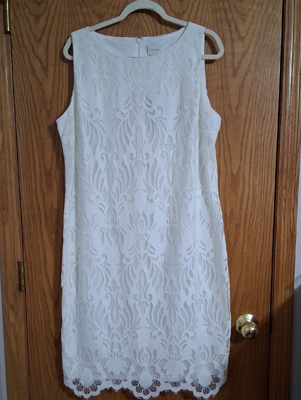 Chicos sleeveless lace sheath dress, size 3